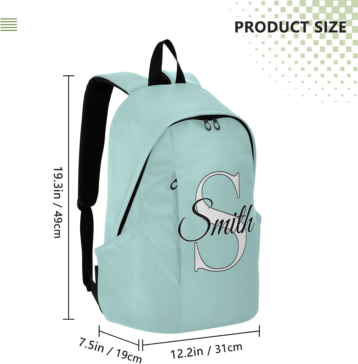 MCHIVER Custom Travel Backpack Eggshell Blue Personalized Casual Daypack Backpacks Lightweight Carry on Bag Water Resistant Laptop Backpack for Women and Men