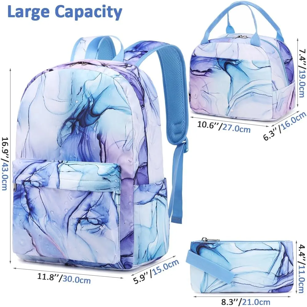 Meisohua School Backpack for Teens Girls Boys Backpack for Elementary Middle School Bookbag for Kids Backpack Lunch Bag Set