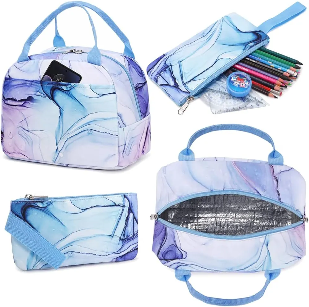 Meisohua School Backpack for Teens Girls Boys Backpack for Elementary Middle School Bookbag for Kids Backpack Lunch Bag Set