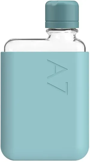 memobottle A7 (Sea Mist) Bundle - 6oz (180ml) - Bottle, silicone sleeve & lid | Compact Flat Bottle for Bags & Pockets | BPA Free Tritan | Modern & Minimalist | For Gym, Work & Travel
