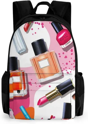 Men Women Polyester Modern Lady Cosmetic Perfume Lipstick Art Daypack Big Capacity Shoulder Bag With Adjustable Shoulder Straps for Camping Travel Walking Cycling