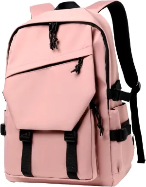 Men’s and Women’s Classic Large Capacity Backpack, Durable Fabric, Multiple Pockets, Adjustable Straps, Waterproof, Fits 15.6-Inch Laptop for Work and Travel (Pink)