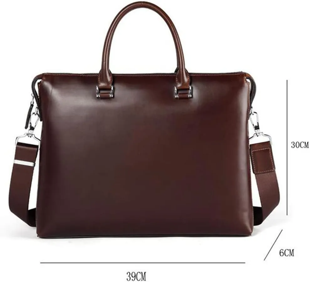 Men's European And American Retro Computer Bags Large Capacity Cowhide Handbag Men's Business Office Bag