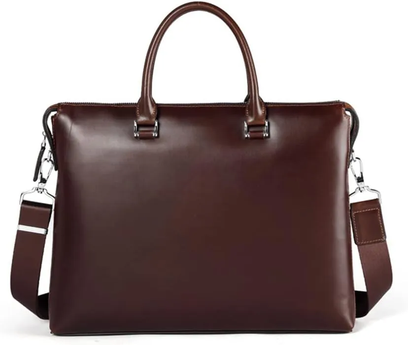 Men's European And American Retro Computer Bags Large Capacity Cowhide Handbag Men's Business Office Bag