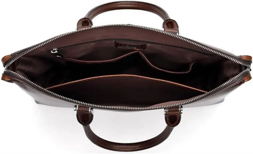 Men's European And American Retro Computer Bags Large Capacity Cowhide Handbag Men's Business Office Bag