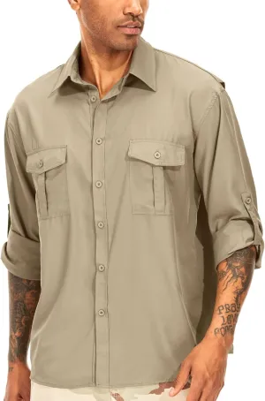 Men's Long Sleeve UV Sun Protection Shirt UPF 50  Quick Dry Cooling,Fishing Shirt for Safari Travel Hiking