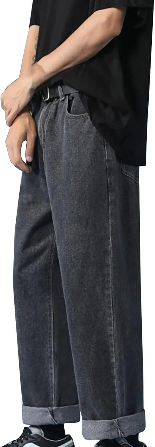 Men's Regular Fit All Retro Old Men and Women Straight Korean Version Boys Casual Trousers Denim Pants Man Jeans