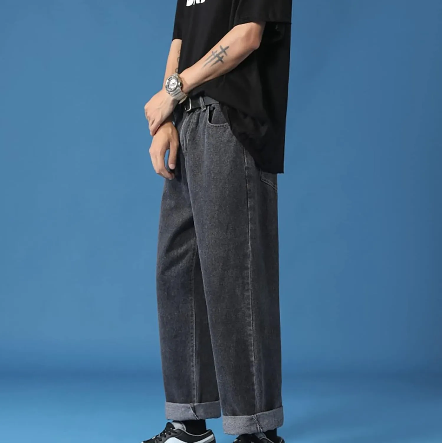 Men's Regular Fit All Retro Old Men and Women Straight Korean Version Boys Casual Trousers Denim Pants Man Jeans