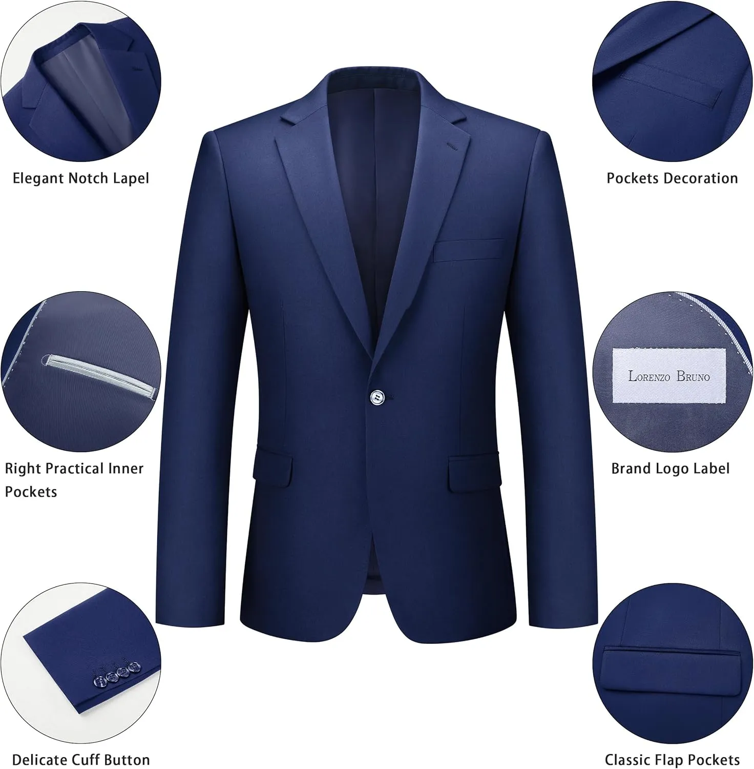 Mens Suit 2 Piece Suits for Men One Button Slim Fit Solid Jacket & Pants Tuxedo Set Business Wedding Party