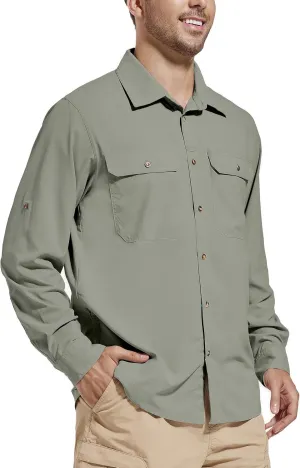 Men's Sun Protection Fishing Hiking Shirts UPF 50  UV Long Sleeve Lightweight Breathable Quick Dry Travel Work Shirt