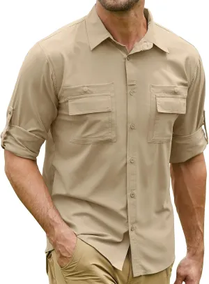Men's Sun Protection Fishing Shirts Long Sleeve Travel UPF 50  UV Quick Dry Cooling Safari Camping Hiking Button Down Shirts