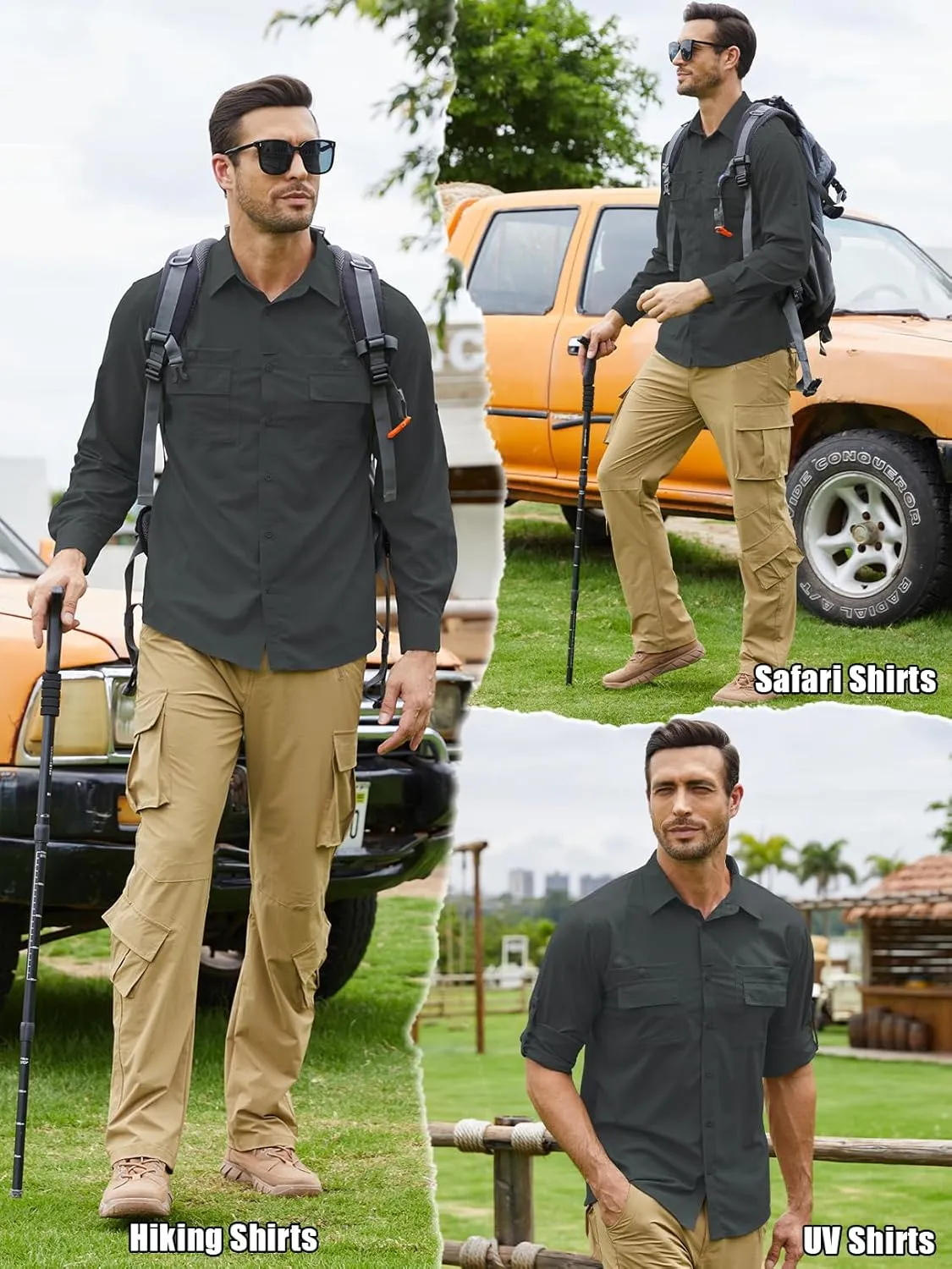 Men's Sun Protection Fishing Shirts Long Sleeve Travel UPF 50  UV Quick Dry Cooling Safari Camping Hiking Button Down Shirts