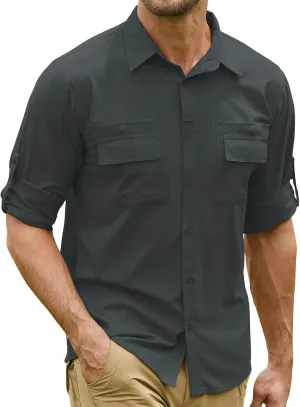 Men's Sun Protection Fishing Shirts Long Sleeve Travel UPF 50  UV Quick Dry Cooling Safari Camping Hiking Button Down Shirts
