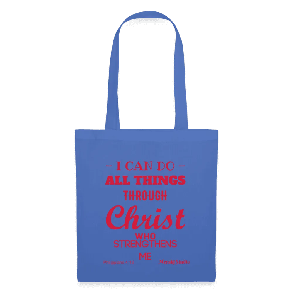 Meraki studio I can do all things through christ who strengthens me patten print Christian Bible verseTote Bag