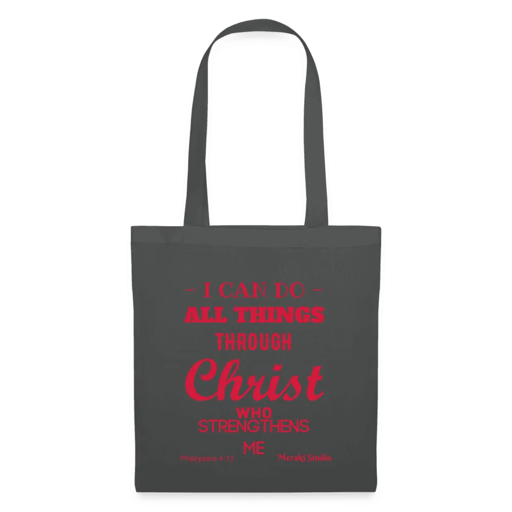 Meraki studio I can do all things through christ who strengthens me patten print Christian Bible verseTote Bag