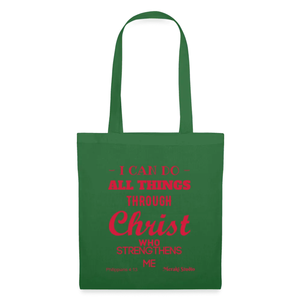 Meraki studio I can do all things through christ who strengthens me patten print Christian Bible verseTote Bag