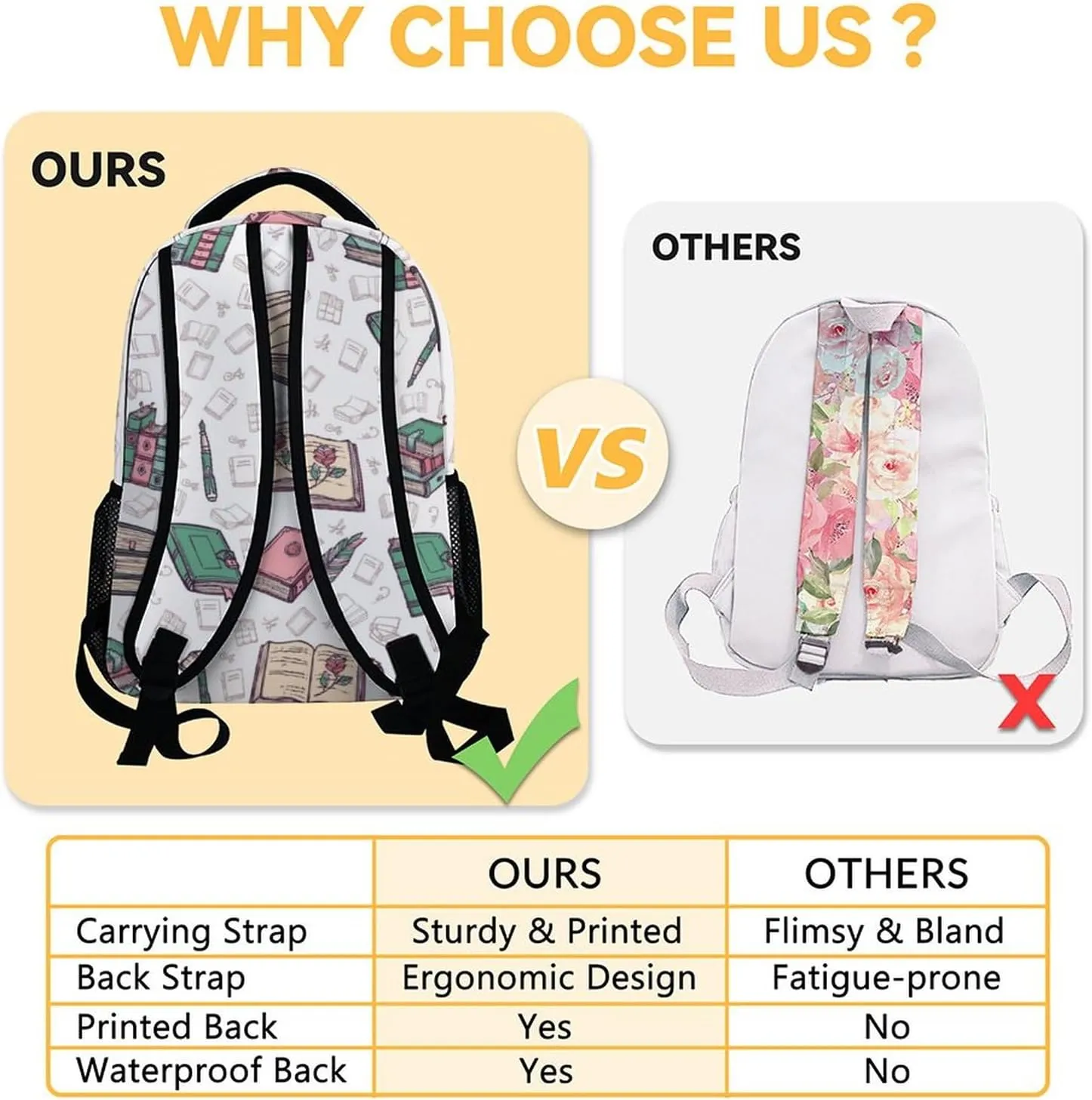 Mercuryelf Book Girls Boys Backpack with Lunch Box Set, 3 in 1 School Backpacks Matching Combo, Fashion Beige Bookbag and Pencil Case Bundle