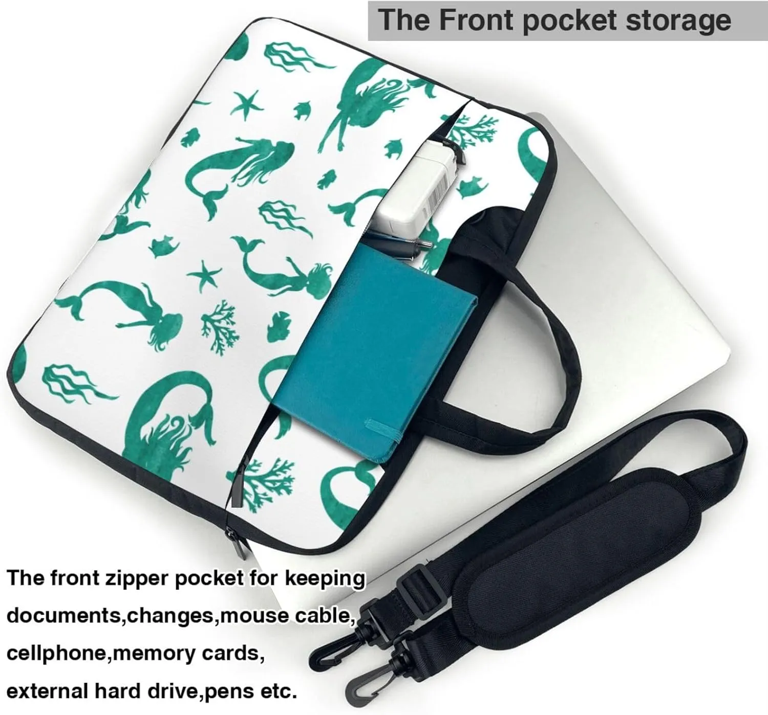 Mermaids Laptop Bag Classic Slim Briefcase Messenger Bag, Spacious, Ergonomic