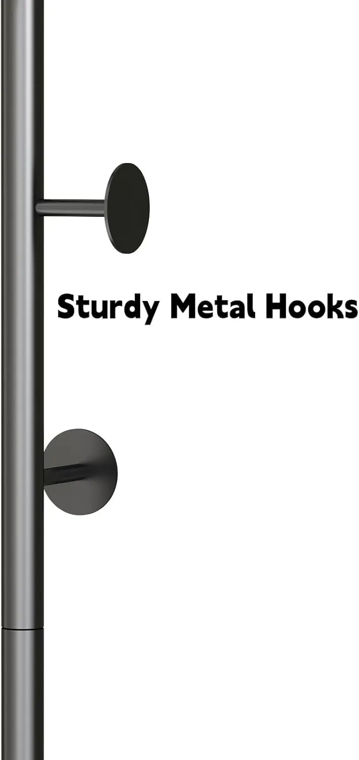 Metal Black Coat Racks, Standing Coat Rack with Heavy Base, Modern Coat Tree with Crossbar and 3 Hooks, Entryway Coat Racks for Handbags, Clothing.(67inch)
