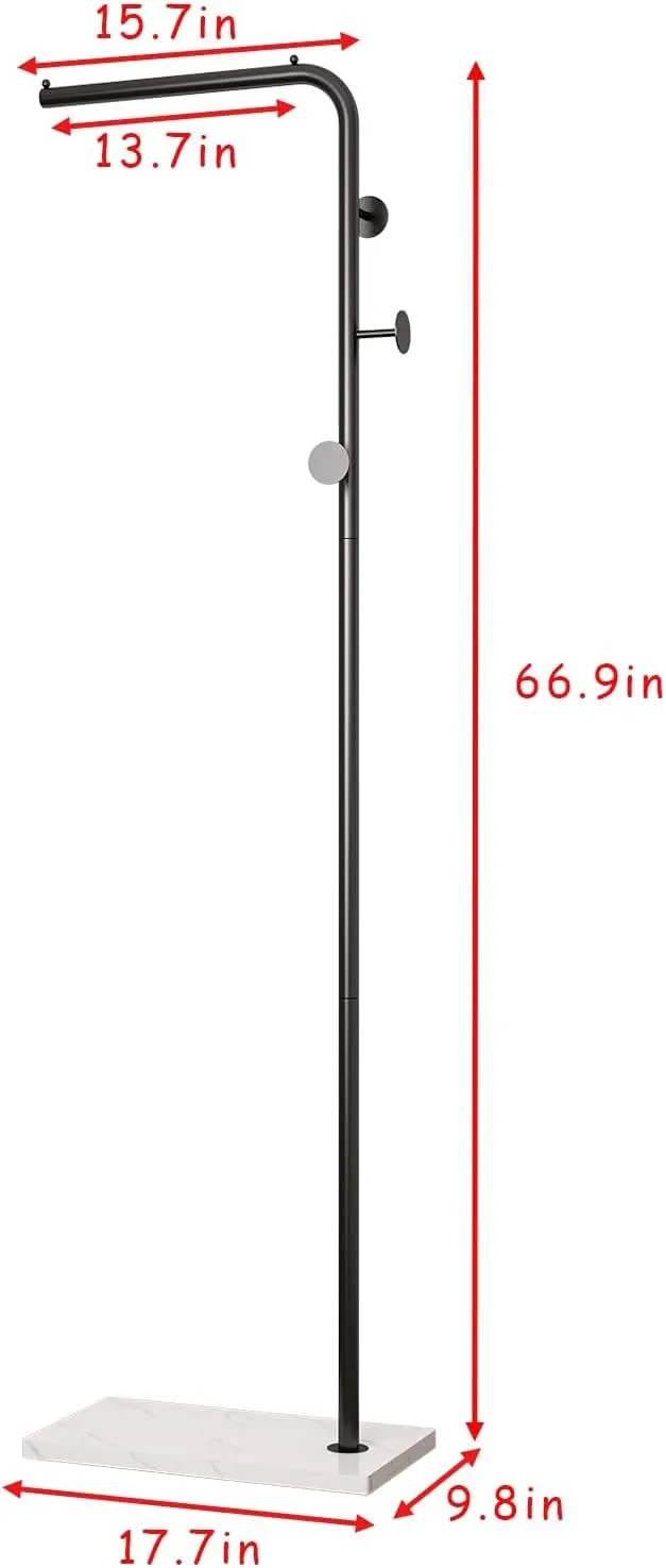 Metal Black Coat Racks, Standing Coat Rack with Heavy Base, Modern Coat Tree with Crossbar and 3 Hooks, Entryway Coat Racks for Handbags, Clothing.(67inch)