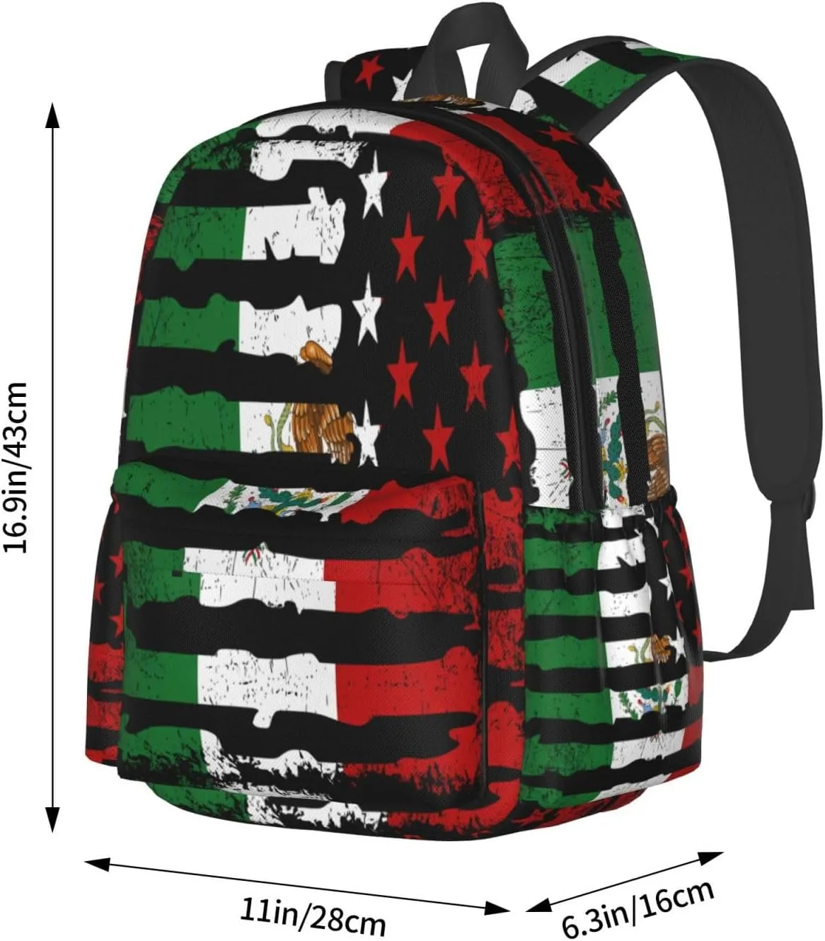 Mexican American Pride USA Flag Mexico Roots Laptop Backpack Work Travel Backpacks Business Rucksack Casual Outdoor Daypack with Adjustable Strap Bags for Sports Office Gym Hiking
