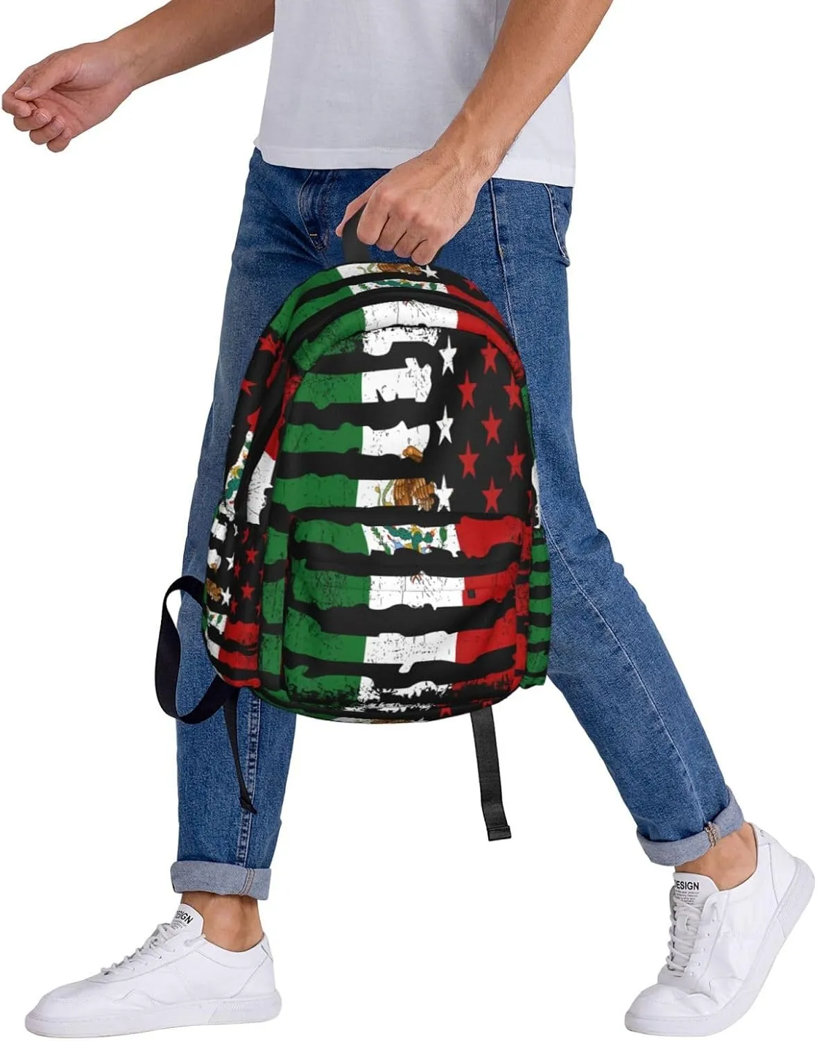 Mexican American Pride USA Flag Mexico Roots Laptop Backpack Work Travel Backpacks Business Rucksack Casual Outdoor Daypack with Adjustable Strap Bags for Sports Office Gym Hiking