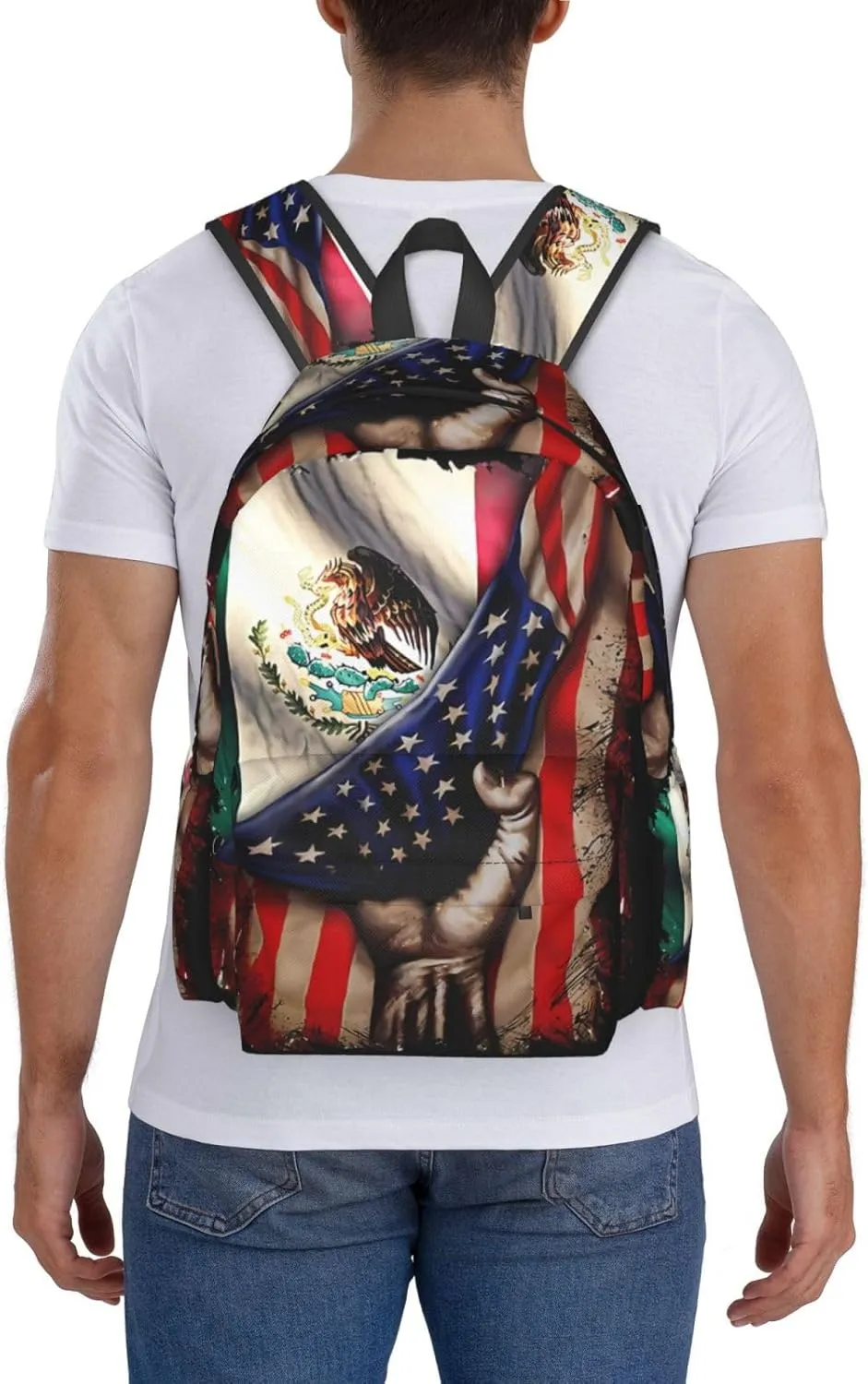 Mexican Roots American Mexican flag Mexico is Calling Laptop Backpack Work Travel Backpacks Business Rucksack Casual Outdoor Daypack with Adjustable Strap Bags for Sports Office Gym Hiking