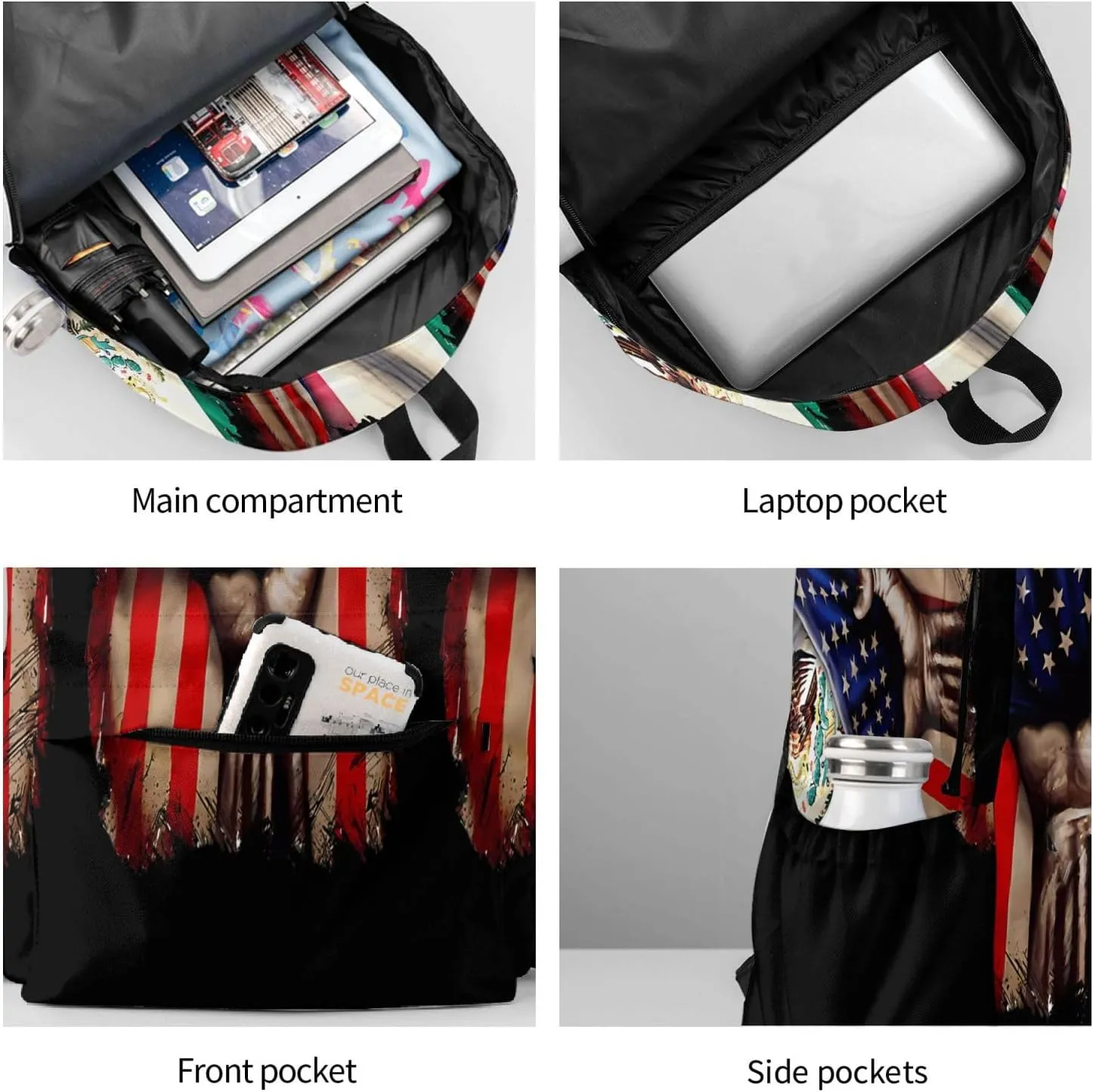Mexican Roots American Mexican flag Mexico is Calling Laptop Backpack Work Travel Backpacks Business Rucksack Casual Outdoor Daypack with Adjustable Strap Bags for Sports Office Gym Hiking