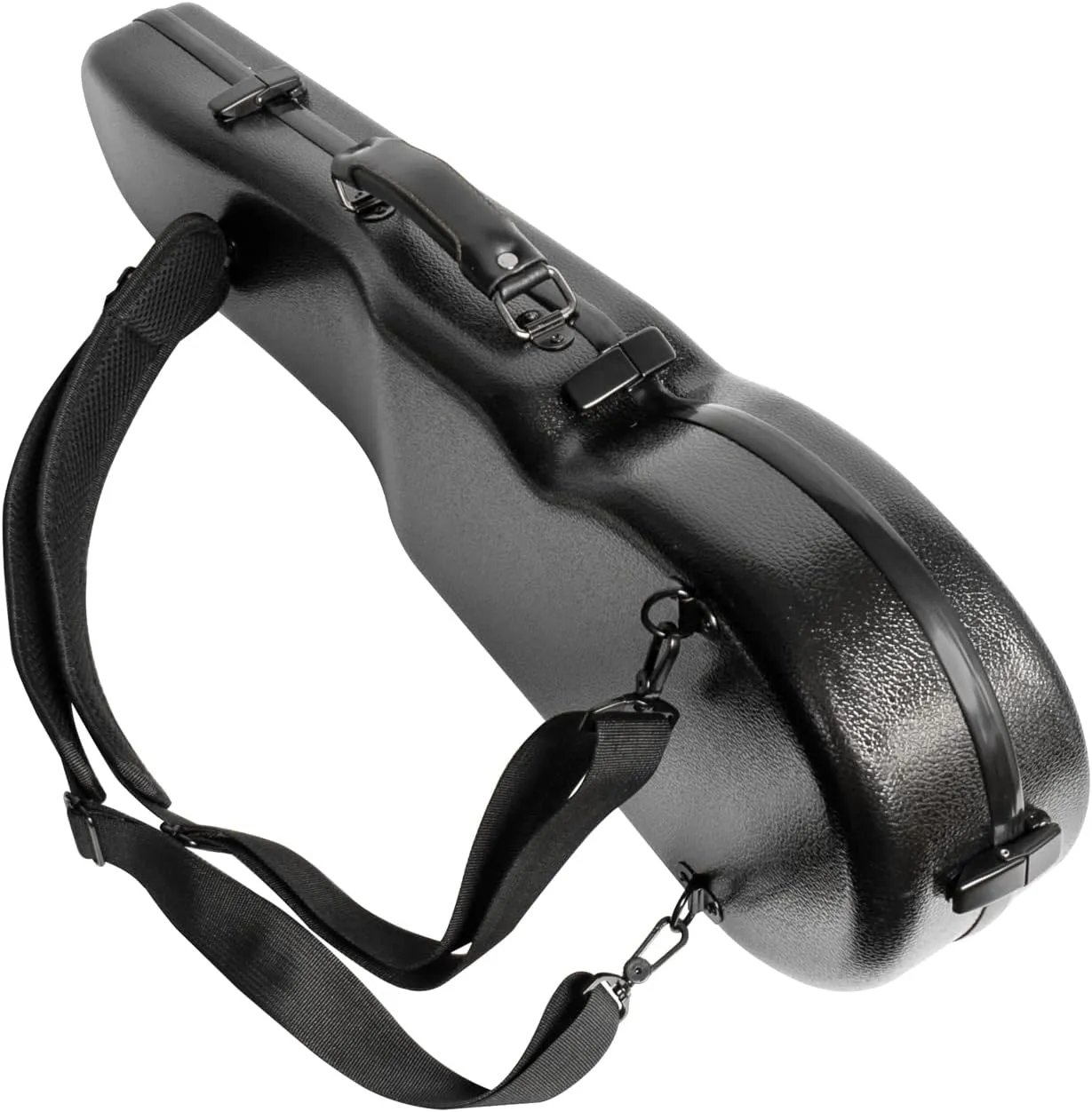 MI&VI NP-7001S Classic Poly Carbon Shaped Violin Case (Full Size) 4/4 with Carry Straps | Hygrometer | Tough Shell (Black)