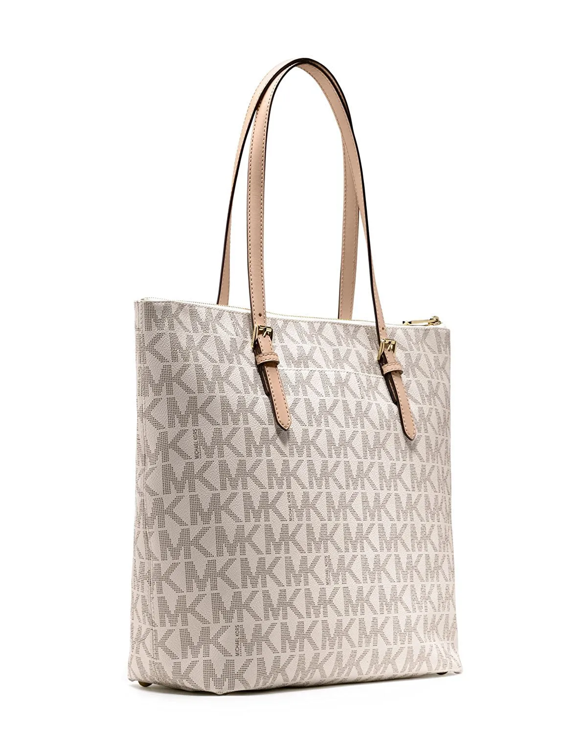 Michael Kors Large Jet Set Logo Top-Zip Logo Monogram Shoulder Tote
