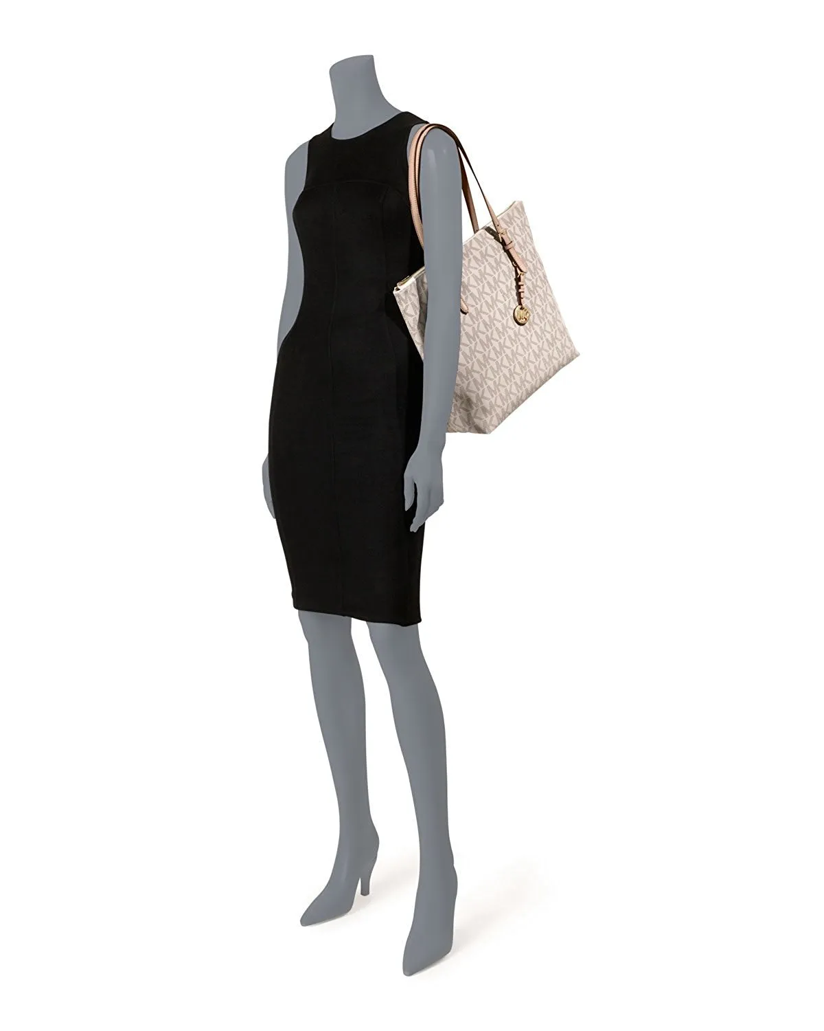 Michael Kors Large Jet Set Logo Top-Zip Logo Monogram Shoulder Tote