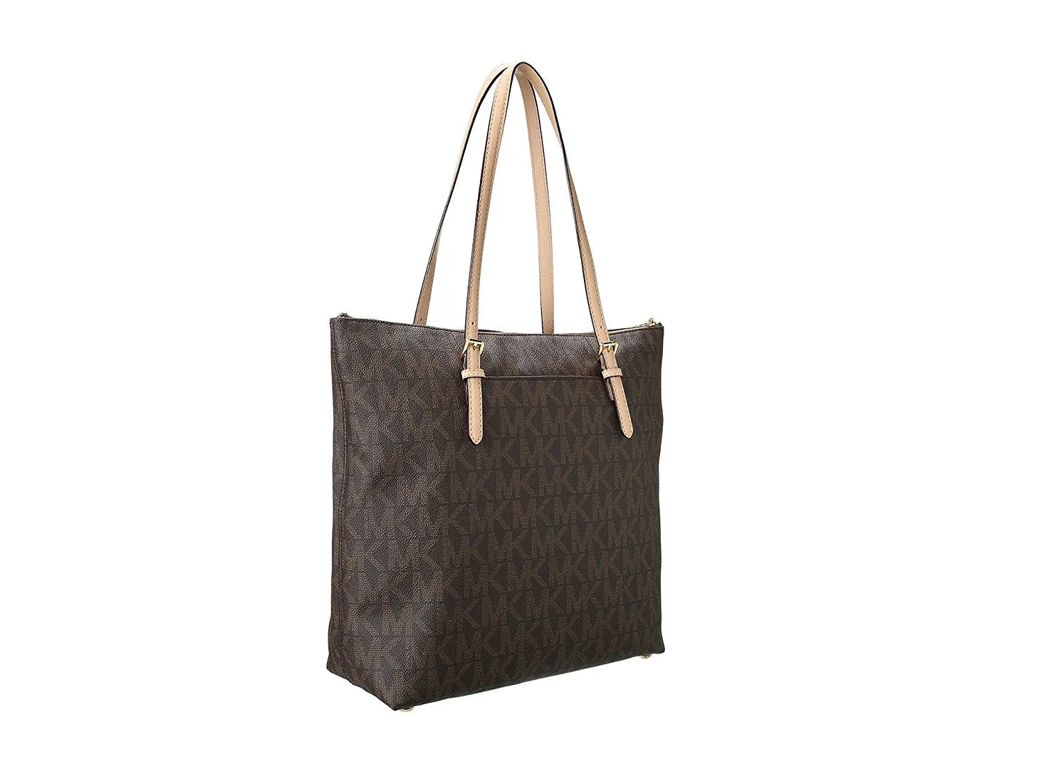 Michael Kors Large Jet Set Logo Top-Zip Logo Monogram Shoulder Tote