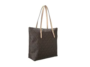 Michael Kors Large Jet Set Logo Top-Zip Logo Monogram Shoulder Tote