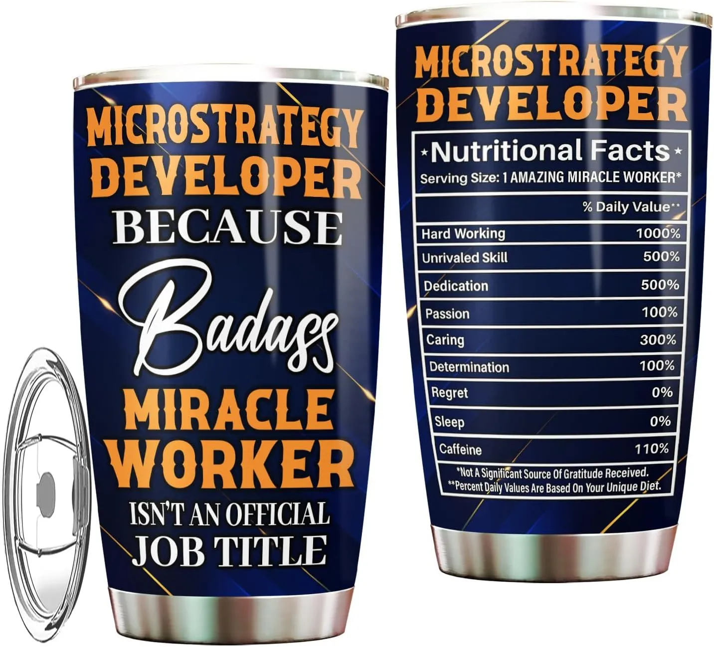 Microstrategy Developer Tumbler 20oz – Stainless Steel Insulated Travel Mug for Men & Women, Coffee Cup Gift for Microstrategy Developer, Work, Office, Retirement, Birthday, Christmas, Appreciation