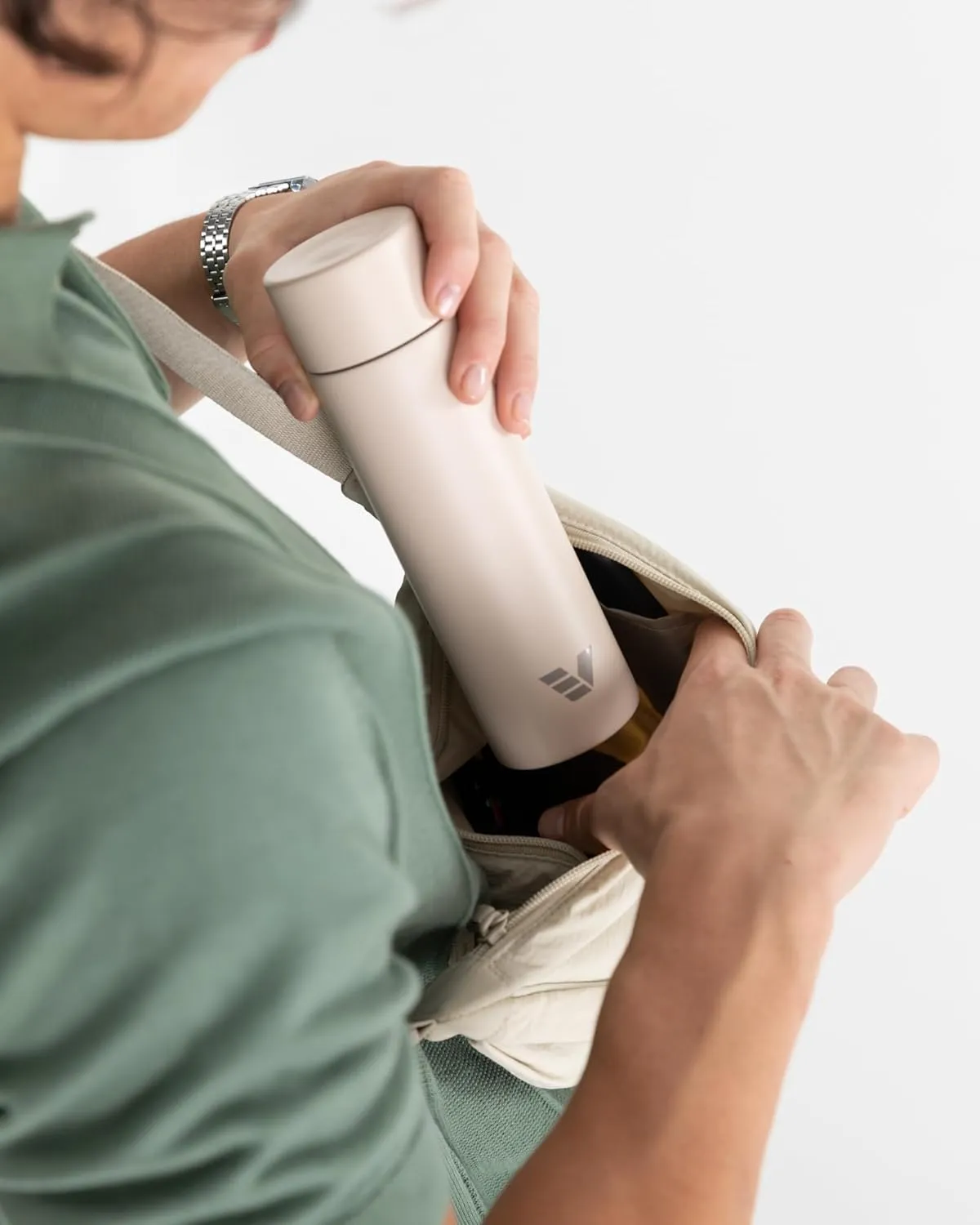 Mini Stainless Steel Water Bottle 14oz - Non-insulated | Designed for Bags | Slim, Ultra Lightweight & Stylish – Desert Beige