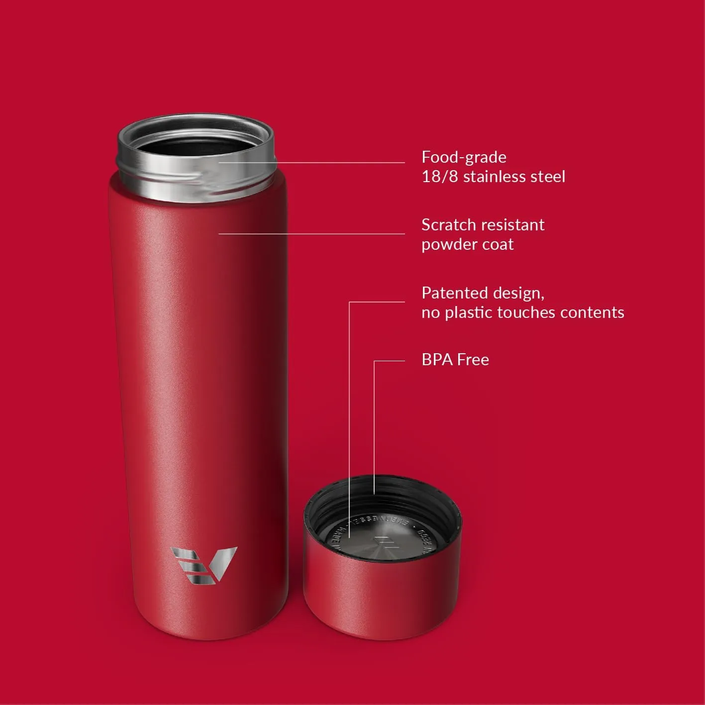 Mini Stainless Steel Water Bottle 14oz - Non-insulated | Designed for Bags | Slim, Ultra Lightweight & Stylish – Red