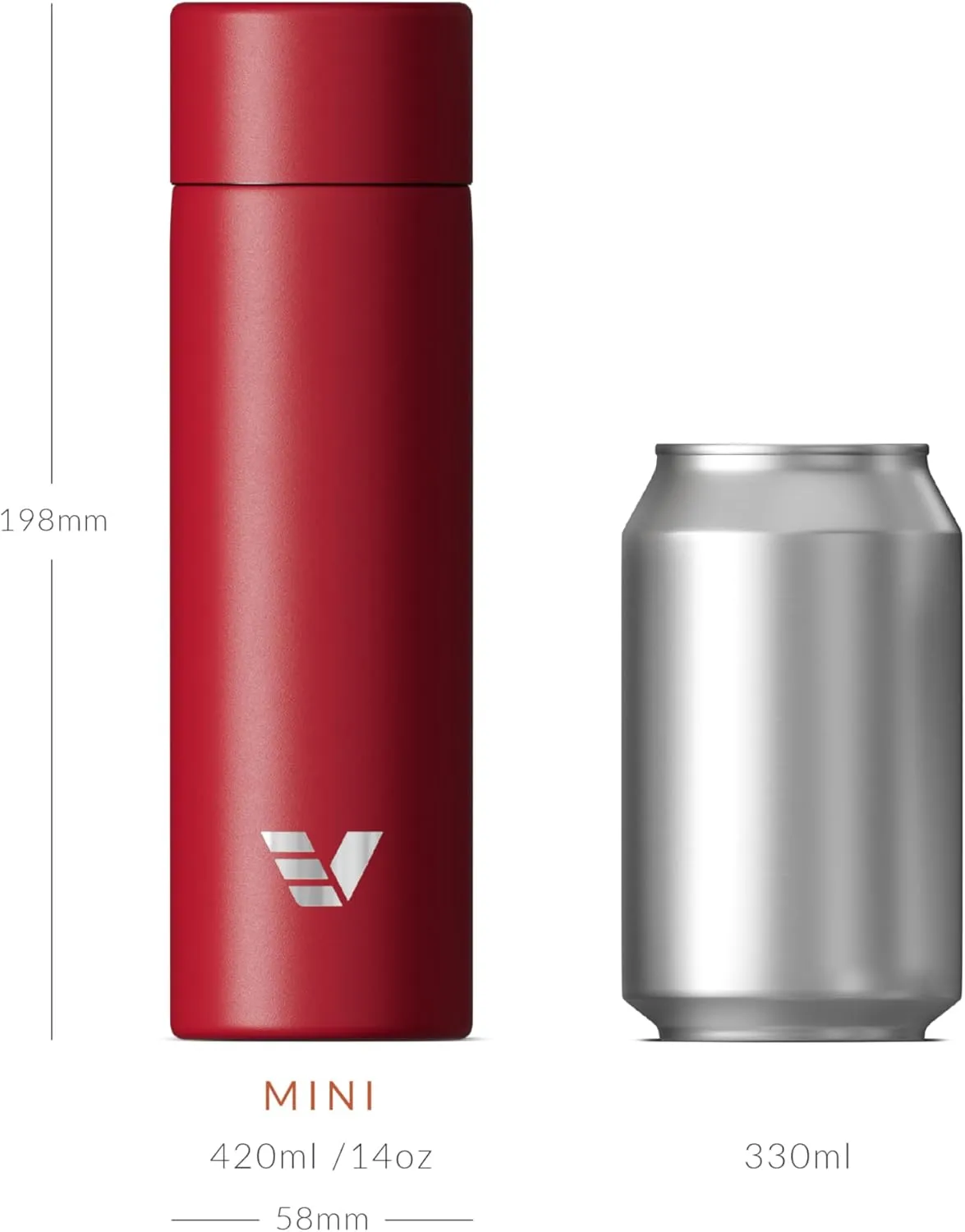 Mini Stainless Steel Water Bottle 14oz - Non-insulated | Designed for Bags | Slim, Ultra Lightweight & Stylish – Red