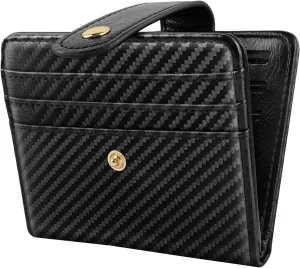 Minimalist Bifold Wallet RFID Credit Card Wallet Card Holder for Women or Men, Black Carbon Fiber