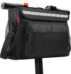 Mobility Scooter Bag with Reflective Strip – Durable 1680D Oxford Fabric, Large Storage with Laptop Compartment, Cup Holders & Shoulder Strap – Universal Fit for Electric & Knee Scooters