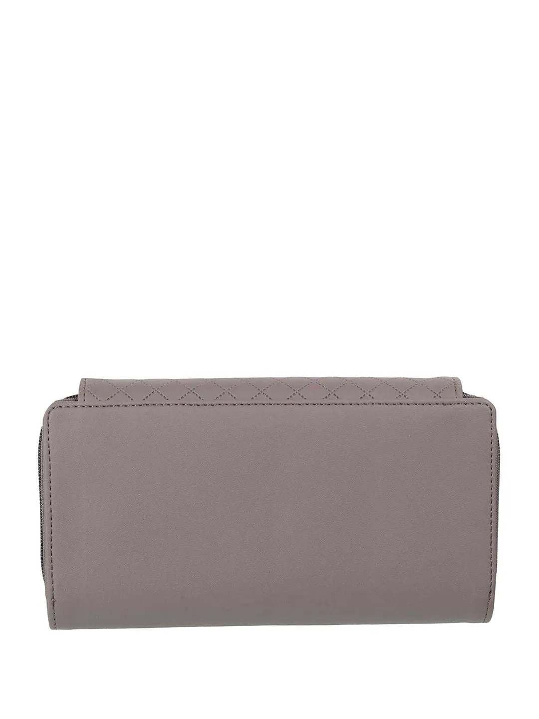 Mochi Women Grey Textured Three Fold Wallet