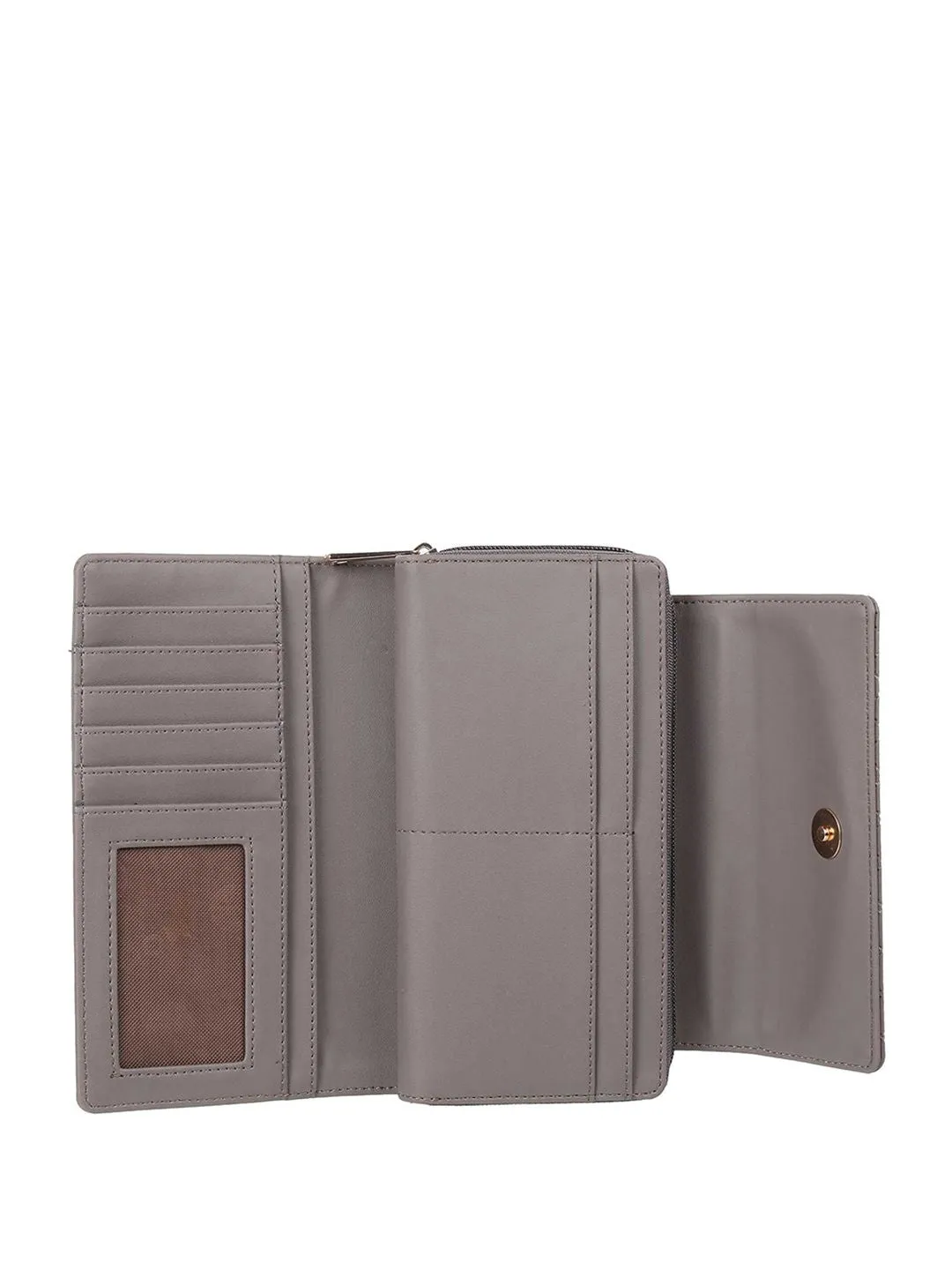 Mochi Women Grey Textured Three Fold Wallet