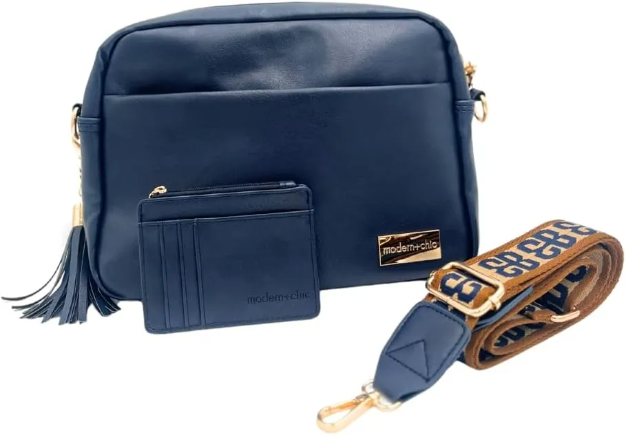 Modern Chic Alice Crossbody Bag: Vegan Leather Purse with Roomy Exterior/Interior Pockets, and Matching Womens Wallet
