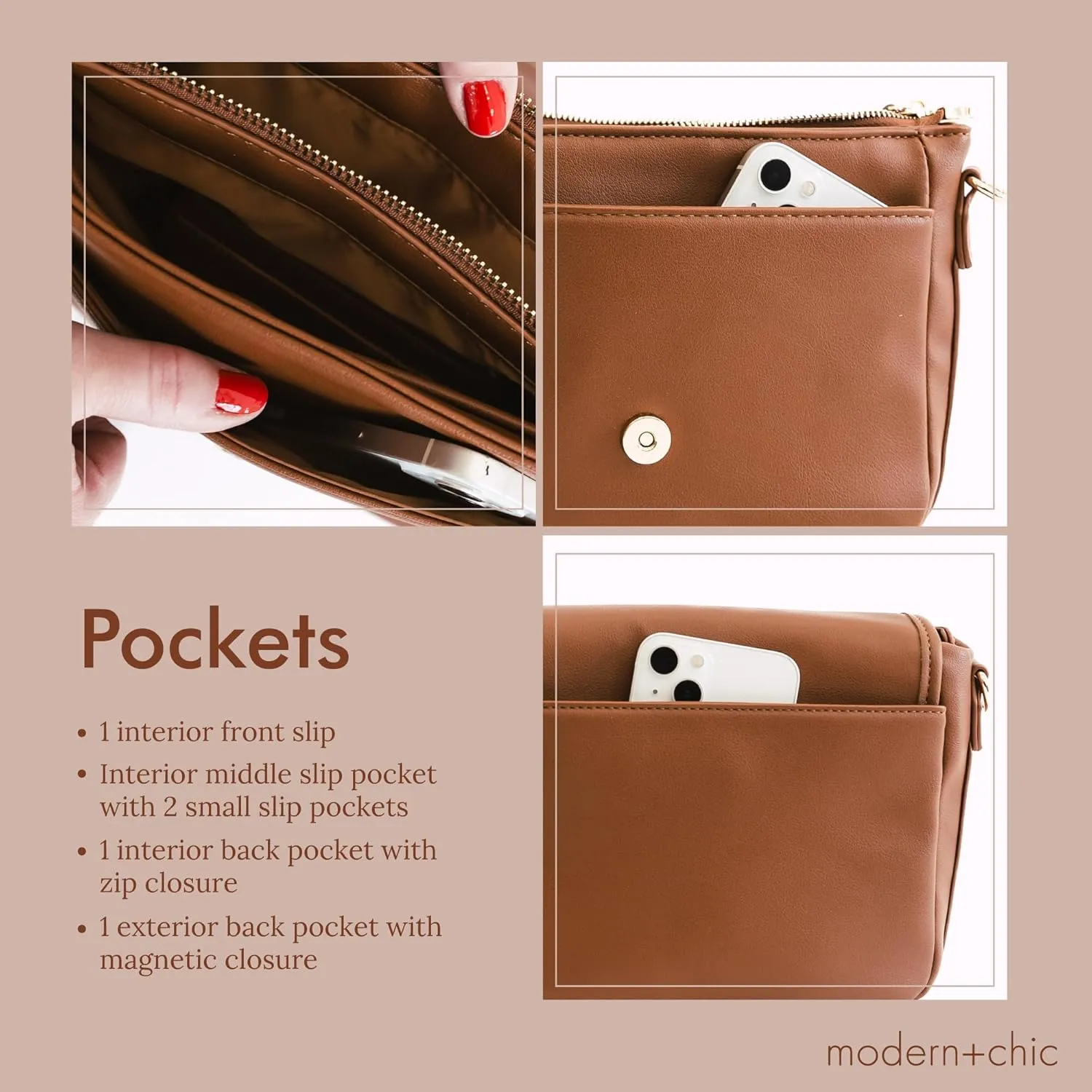 Modern Chic Crossbody Bag for Women - The Signature Crossbody Purse, Vegan Leather Sling Bag with Matching Wallet & Key Fob