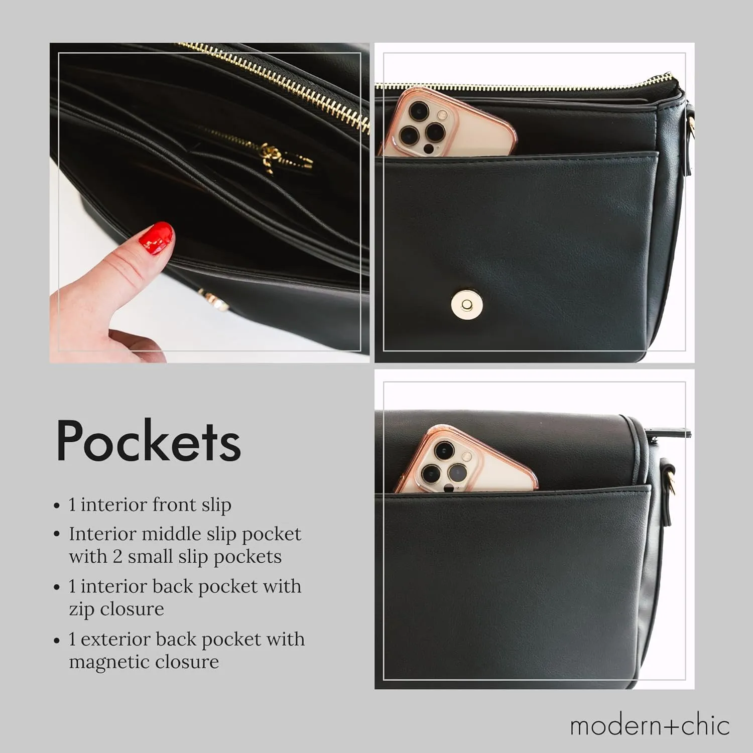Modern Chic Crossbody Bag for Women - The Signature Crossbody Purse, Vegan Leather Sling Bag with Matching Wallet & Key Fob