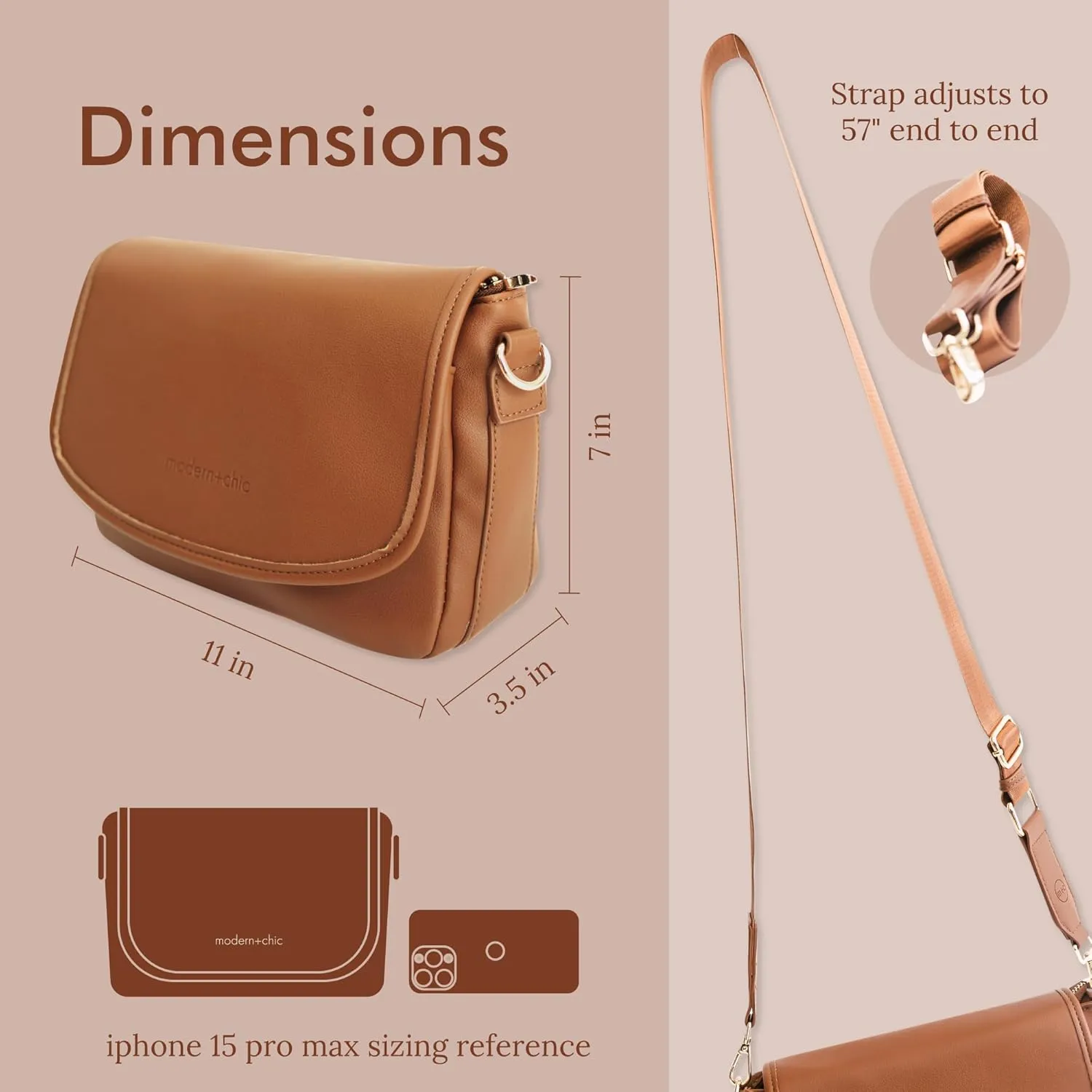 Modern Chic Crossbody Bag for Women - The Signature Crossbody Purse, Vegan Leather Sling Bag with Matching Wallet & Key Fob