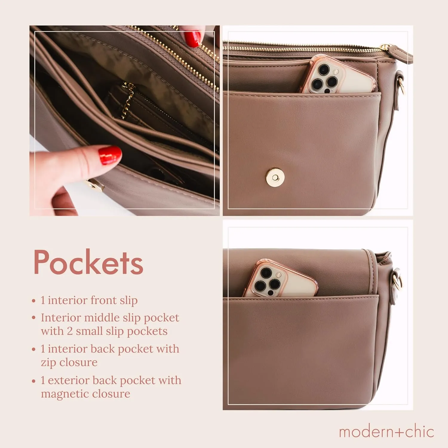 Modern Chic Crossbody Bag for Women - The Signature Crossbody Purse, Vegan Leather Sling Bag with Matching Wallet & Key Fob