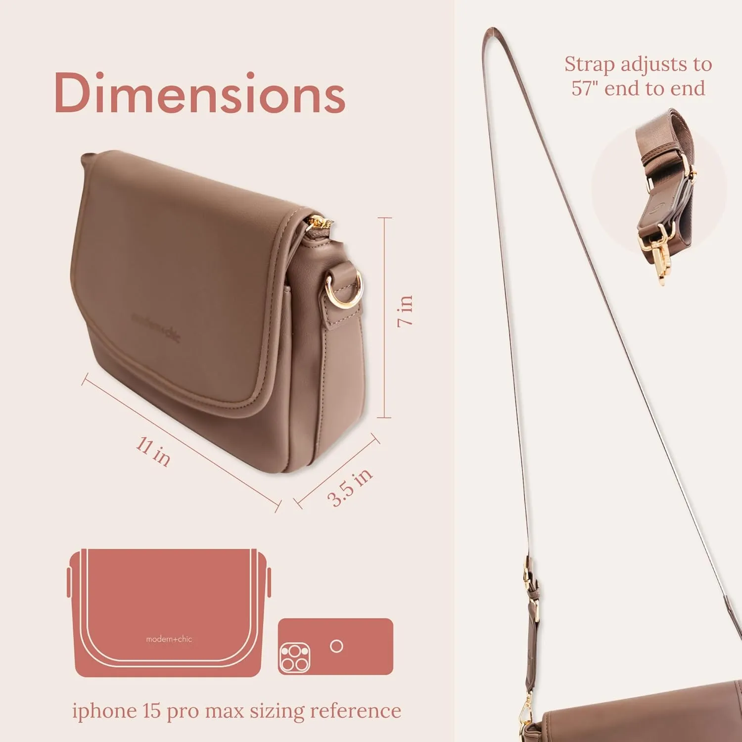 Modern Chic Crossbody Bag for Women - The Signature Crossbody Purse, Vegan Leather Sling Bag with Matching Wallet & Key Fob