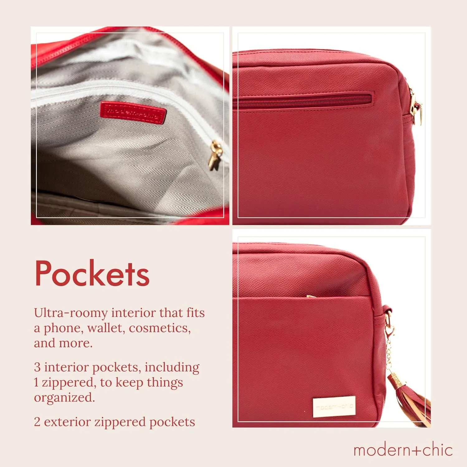 Modern Chic Crossbody Bags for Women - Alice Crossbody Purse, Vegan Leather Sling Bag with Ultra Roomy Interior and Pockets