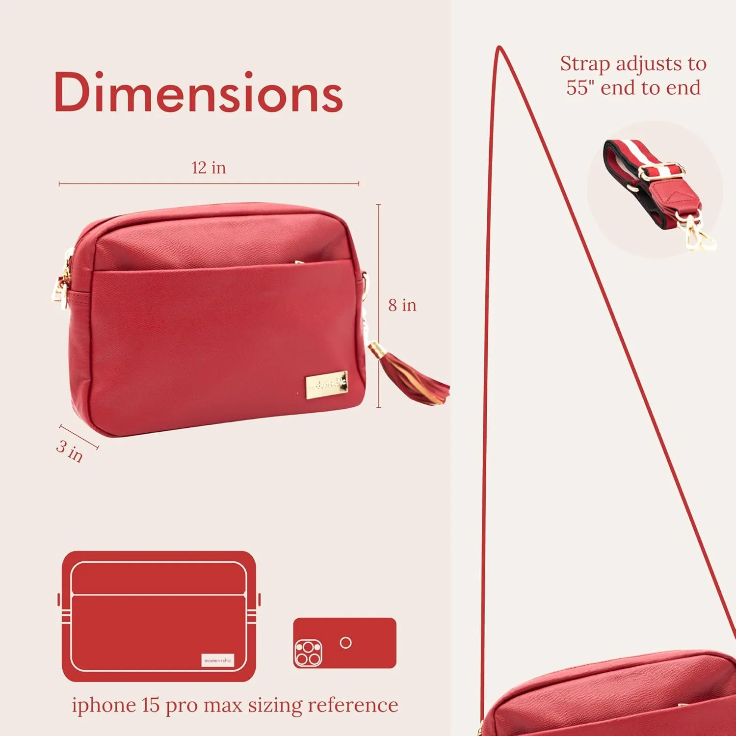 Modern Chic Crossbody Bags for Women - Alice Crossbody Purse, Vegan Leather Sling Bag with Ultra Roomy Interior and Pockets