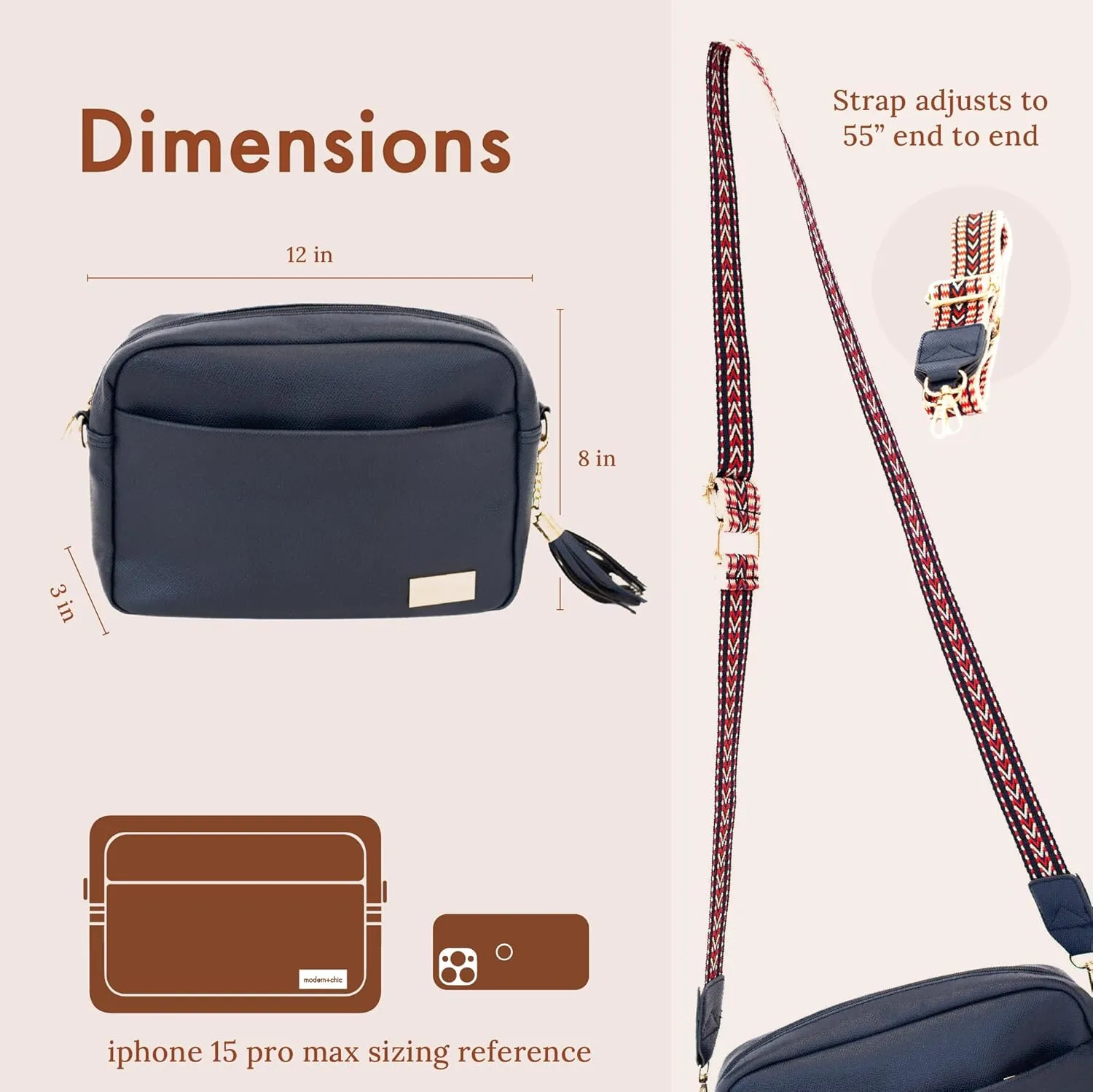 Modern Chic Crossbody Bags for Women - Alice Crossbody Purse, Vegan Leather Sling Bag with Ultra Roomy Interior and Pockets